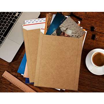 ValBox 9x11.5 Self Seal Photo Document Mailers 25 Pack Stay Flat Brown Cardboard Envelopes, 9.25 x 11.75 Inches