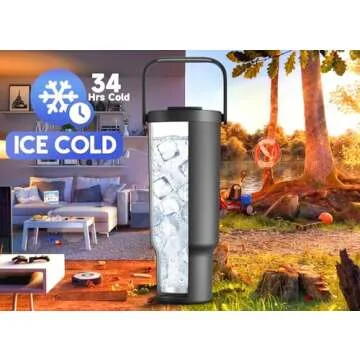 Meoky 40 oz Tumbler with Handle and Straw - Insulated Stainless Steel Travel Mug