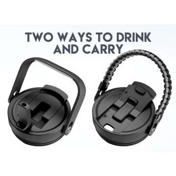 Meoky 40 oz Tumbler with Handle and Straw, Insulated Water Bottle, Stainless Steel Travel Mug, Keeps Cold for 34 Hours, 100% Leak Proof, Fits in Car Cup Holder (Night)