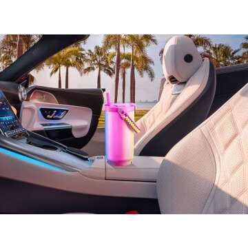 Meoky 40 oz Tumbler with Handle and Straw, Insulated Water Bottle, Stainless Steel Travel Mug, Keeps Cold for 34 Hours, 100% Leak Proof, Fits in Car Cup Holder (Night)