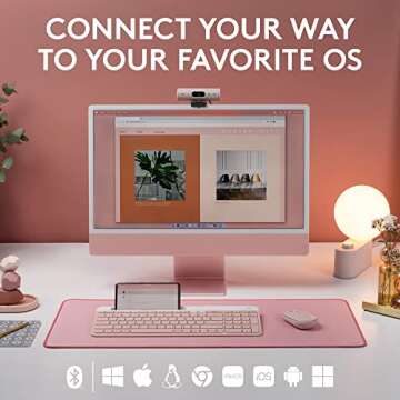 Logitech K585 Multi-Device Slim Wireless Keyboard, Built-in Cradle for Device; for Laptop, Tablet, D...