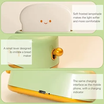 KAMEISHI Cute Kids Toast Lamp - Adjustable Night Light