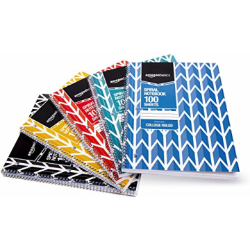 Amazon Basics College Ruled Spiral Notebooks 5-Pack Assorted Colors