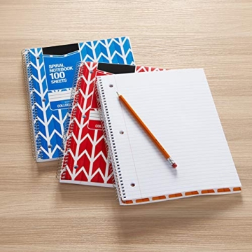 Amazon Basics College Ruled Spiral Notebooks 5-Pack Assorted Colors