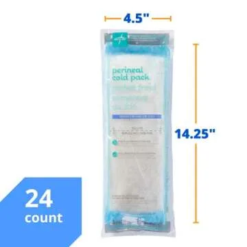 Medline Deluxe Perineal Cold Packs with Adhesive Strip, 4.5" x 14.25", Pack of 24, Ideal for Postpartum Perineal Care