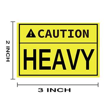 Caution Heavy Sticker, 2 x 3 inch Fluorescent Yellow Heavy Special Handling Shipping Pallet Label St...