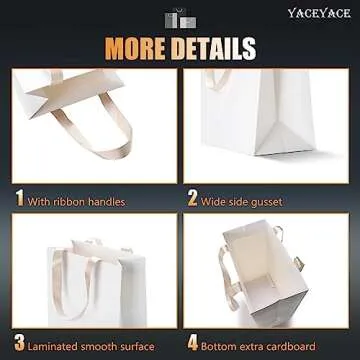 Elegant YACEYACE White Gift Bags - 20Pcs Kraft Bags