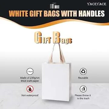 Elegant YACEYACE White Gift Bags - 20Pcs Kraft Bags
