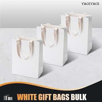 Elegant YACEYACE White Gift Bags - 20Pcs Kraft Bags