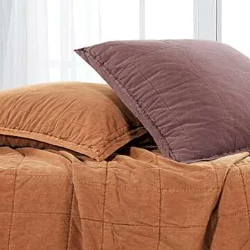 HiEnd Accents Stonewashed Cotton Canvas Euro Sham Pillow Cover, 27x27 inch, Terracotta Solid Color, ...