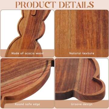 Geetery Bunny Shaped Acacia Wood Cutting Boards Set