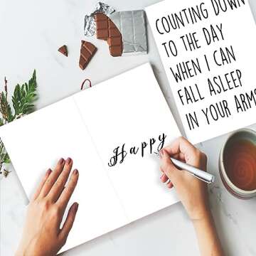 OJsensai Happy Love Card for Fiance Fiancee, Sweet Long Distance Relationship Gifts for Him Her, Funny Anniversary Card for Boyfriend Girlfriend, Unique Miss You Gift Idea for Husband Wife