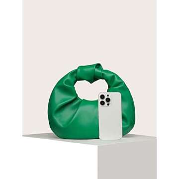 Stylish Verdusa Ruched Faux Leather Hobo Handbag Green