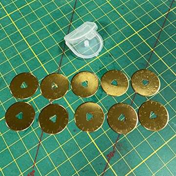 AUTOTOOLHOME Rotary Cutter Blades 10 Pack Replacement, Quilting Scrapbooking Sewing Arts Crafts Farbric Paper Cutting Tool