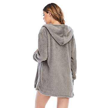 Famnbro Womens Sexy Fuzzy 3 Piece Outfits Warm Fleece Cardigan Crop Top Shorts Set Pajamas