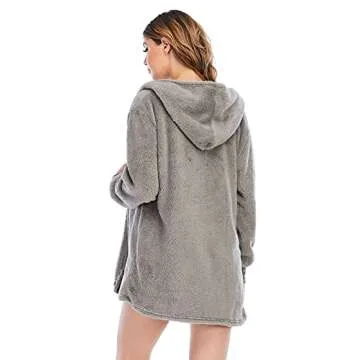 Famnbro Womens Sexy Fuzzy 3 Piece Outfits Warm Fleece Cardigan Crop Top Shorts Set Pajamas