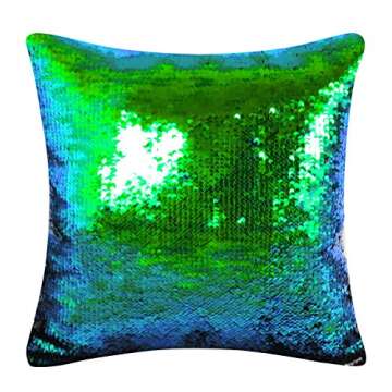 Icejazz Set of 4 Pillow Case Sequins Cushion Cover Reversible Mermaid Throw Pillow Cover for Couch Decoration