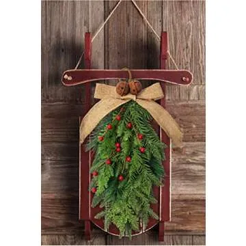 NeoL'artes16.5 inch Lambs Ear Farmhouse Teardrop Swag Wreath for Front Door, Wall, Year Round Farmhouse Style Home Decor