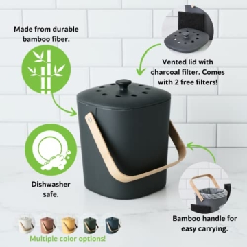 Bamboozle Eco-Friendly Kitchen Compost Bin – Sustainable Bamboo Fiber