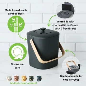 Bamboozle Eco-Friendly Kitchen Compost Bin – Sustainable Bamboo Fiber