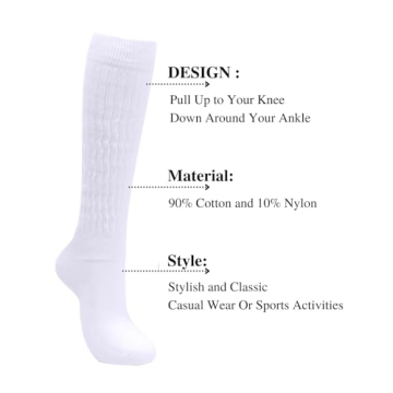 Intgoodluckycc White Scrunch Socks for Women - Cozy & Stylish