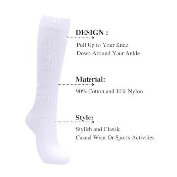 Intgoodluckycc White Scrunch Socks for Women - Cozy & Stylish