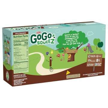 GoGo squeeZ Applesauce and Fruit Puree, Apple Cinnamon, 3.2 oz (Pack of 12), Unsweetened Fruit Snacks for Kids, Gluten Free, Nut Free and Dairy Free, Recloseable Cap, BPA Free Pouches