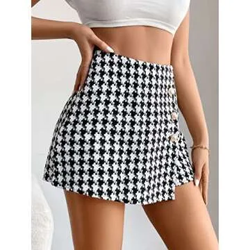 Stylish WDIRARA Women's Plaid High Waisted Asymmetrical Skort