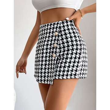 Stylish WDIRARA Women's Plaid High Waisted Asymmetrical Skort