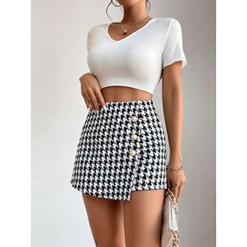 Stylish WDIRARA Women's Plaid High Waisted Asymmetrical Skort