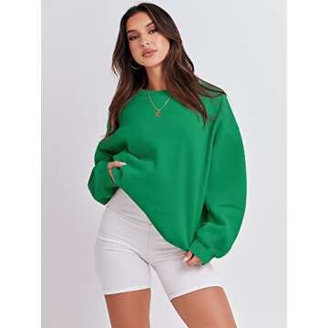 ANRABESS Women's Sweatshirts Hoodies Crewneck Oversized Fleece Pullover Sweaters Cute Top Y2K Teen Girls Preppy Clothes 2024 Green X-Large