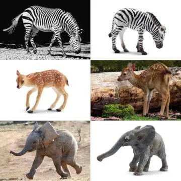 Toymany 12PCS Forest Animals Baby Figurines, Realistic Woodland Animals Figures Toys Includes Elephant, Mountain Lion, Giraffe and Deer Cubs, Cake Toppers Christmas Birthday Gift for Kids Toddlers