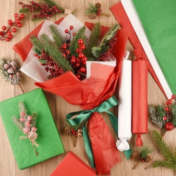 NEBURORA Christmas Tissue Paper 72 Sheets Red Green White