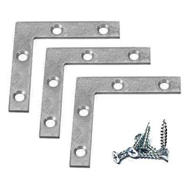 Framing Hardware 12 Pack Heavy Duty 2.5 x 2.5 Zinc Plated Steel L-Type Corner Brace Angle Brackets w...