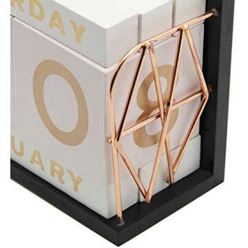 YOFIT Vintage Wooden Block Perpetual Calendar Desk Accessory Shabby Rustic Chic Number, Golden