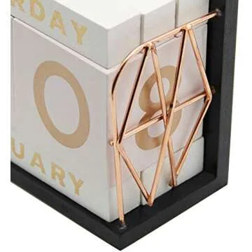 YOFIT Vintage Wooden Block Perpetual Calendar Desk Accessory Shabby Rustic Chic Number, Golden