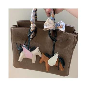 HOHOPEACH Vegan Leather Bag Charms for Women - Cute Keychains