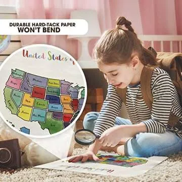 Travel Size USA Scratch Off Map - Play The License Plate Game for Kids During Car Ride Vacations & Travel - No-Bend Card Stock - Track The US 50 States - Safe Rounded Corners