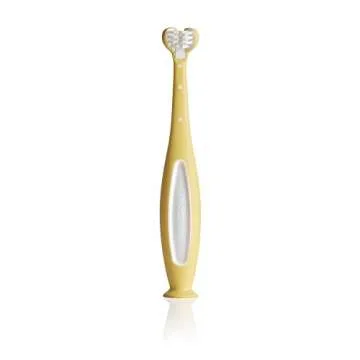 Frida Baby SmileFrida The ToothHugger, The 3-Sided Toddler Tooth Hugging Toothbrush Designed to Clean All Sides of The Teeth at Once, Yellow