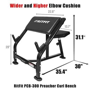 RitFit PCB-300 Preacher Curl Bench with EZ Bar Set
