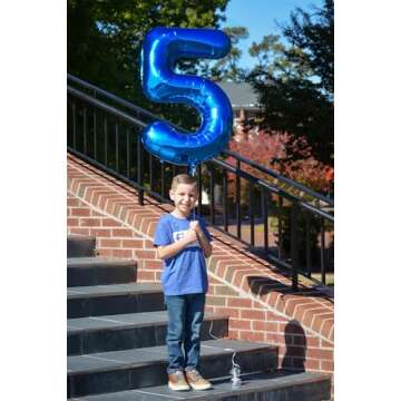 Navy Blue 5 Balloon, Number Balloon 40 Inch, Blue Party Supplies, 5th Birthday Balloon Decorations, ...