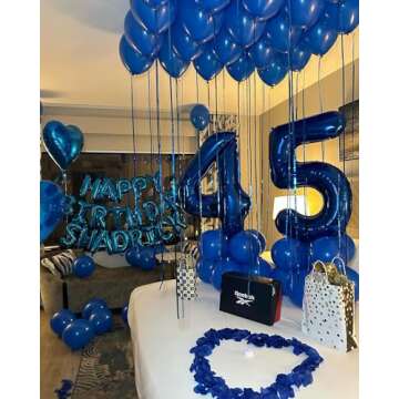 Navy Blue 5 Balloon, Number Balloon 40 Inch, Blue Party Supplies, 5th Birthday Balloon Decorations, 5 Number Balloons, Number 5 Balloon