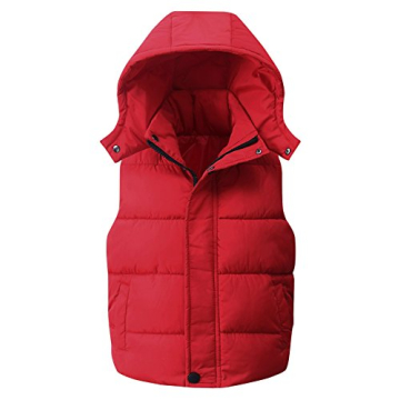 Happy Cherry Big Girls Sleeveless Jacket Zipper Up Button Down Detachable Hooded Eiderdown Cotton Wa...