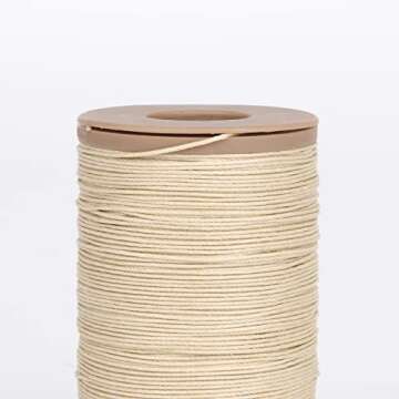 CNBTR 100m Natural Ramie Round Waxed Thread Cord 0.55mm Dia for DIY Handwork Beige