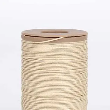 CNBTR 100m Natural Ramie Round Waxed Thread Cord 0.55mm Dia for DIY Handwork Beige