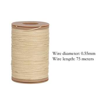 CNBTR 100m Natural Ramie Round Waxed Thread Cord 0.55mm Dia for DIY Handwork Beige