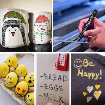 Overseas Black Paint Pens Paint Markers - Permanent Acrylic Markers 8 Pack, Water-Based, Quick Dry, Waterproof Paint Marker Pen for Rock, Wood, Plastic, Metal, Canvas, Glass, Fabric, Mugs. Medium Tip