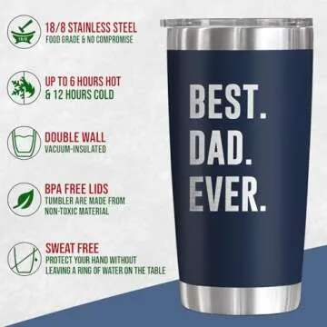 TEEZWONDER Father's Day Gifts for Dad from Daughter Son - 20 Oz Stainless Steel Insulated Coffee Tum...