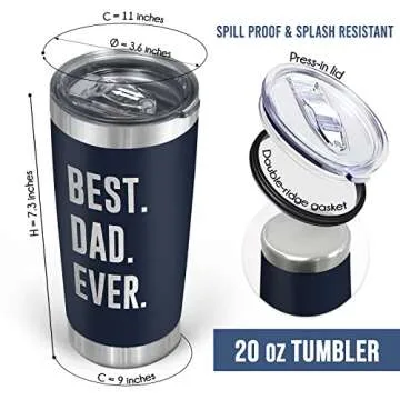 TEEZWONDER Father's Day Gifts - Insulated Tumbler for Dad