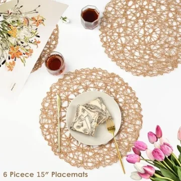 IcosaMro Brown Round Woven Placemats Set for Events